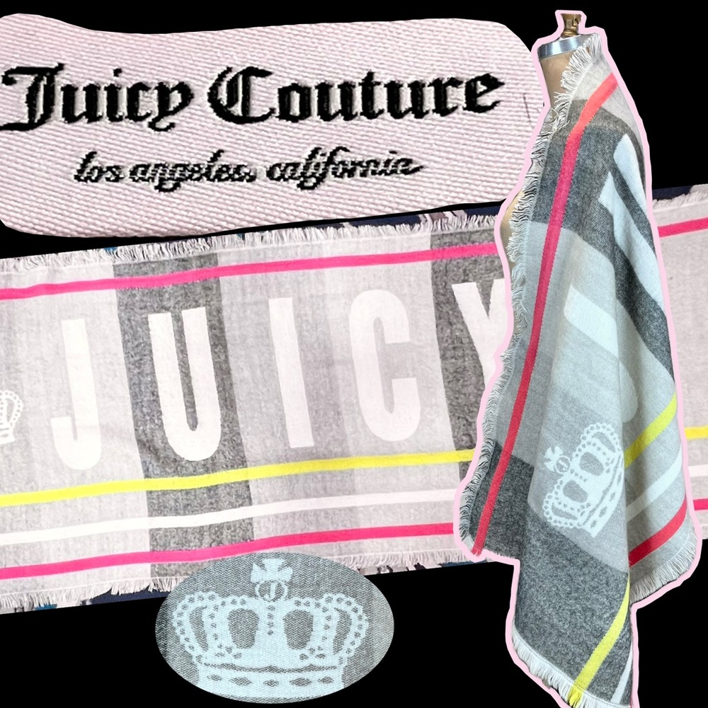 Juicy Couture scarf logo spell-out signature graphic blanket throw shoulder wrap